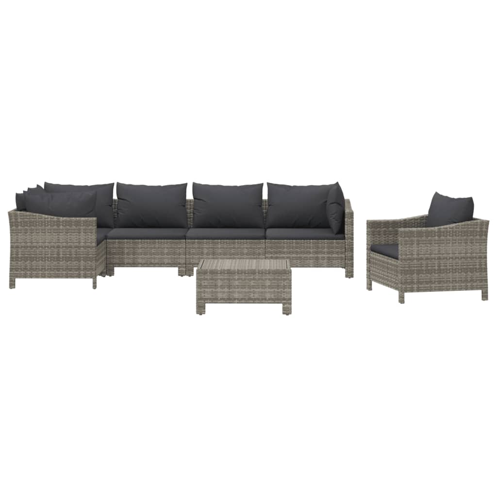 Set Divani da Giardino 7 pz con Cuscini in Polyrattan Grigio - homemem39