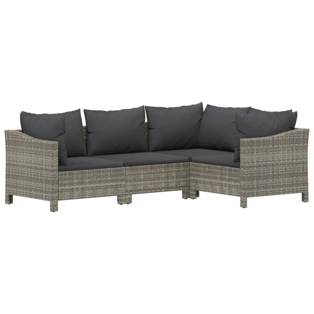 Set Divani da Giardino 7 pz con Cuscini in Polyrattan Grigio | homemem39