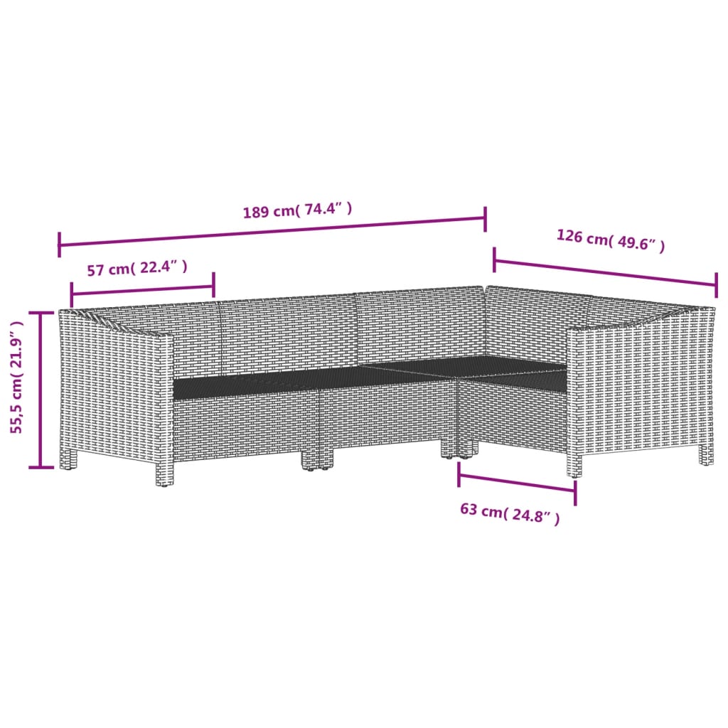 Set Divani da Giardino 7 pz con Cuscini in Polyrattan Grigio | homemem39
