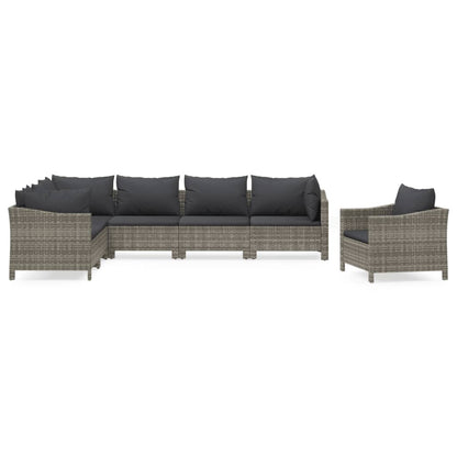 Set Divani da Giardino 7 pz con Cuscini in Polyrattan Grigio - homemem39