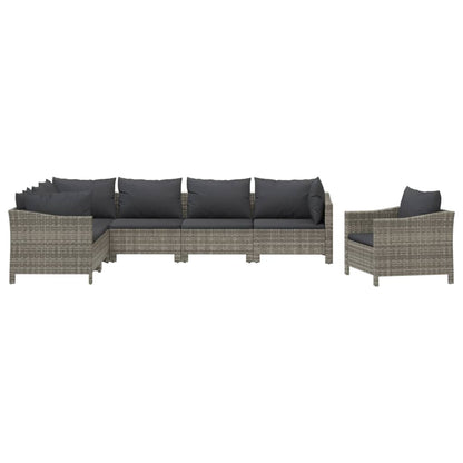 Set Divani da Giardino 7 pz con Cuscini in Polyrattan Grigio - homemem39