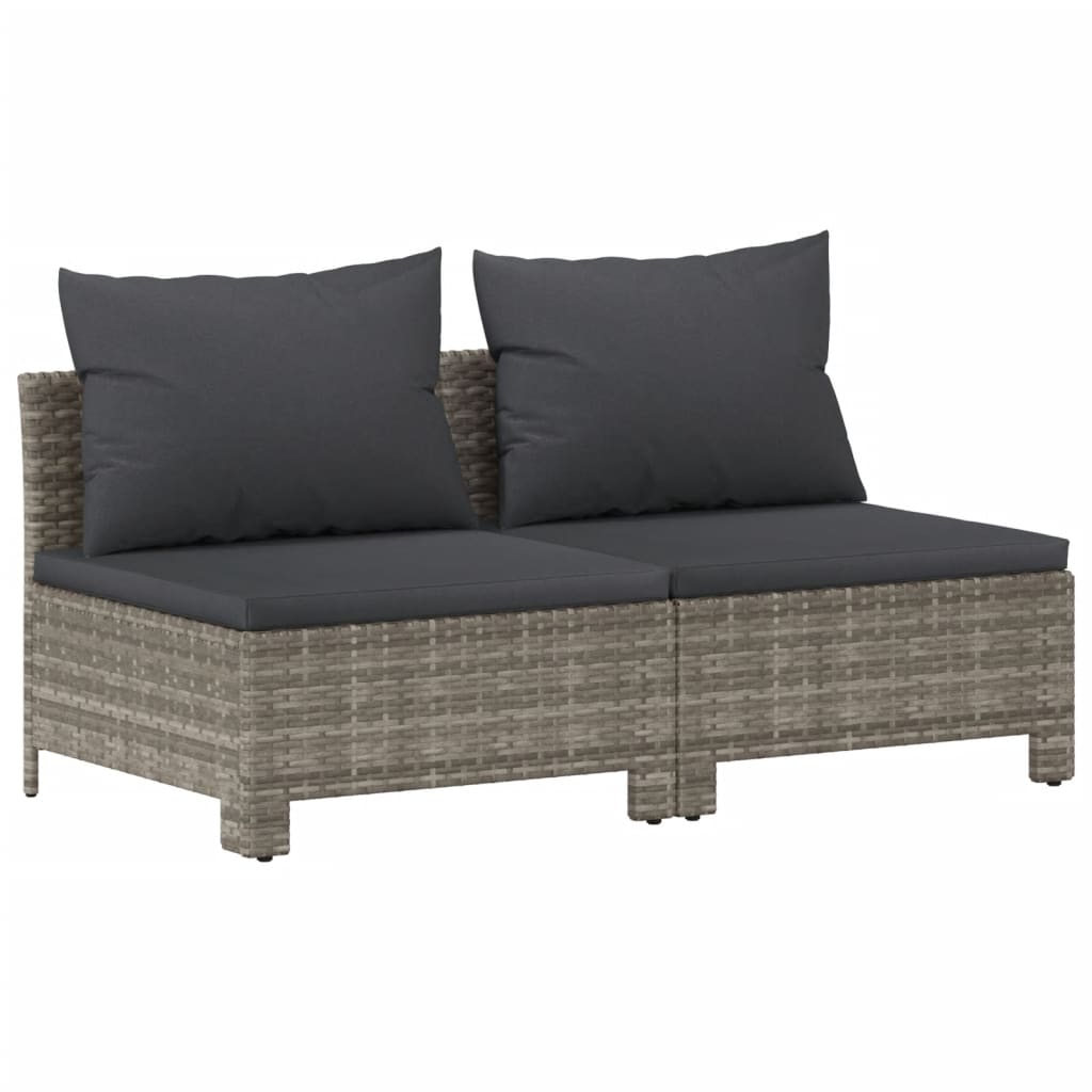 Set Divani da Giardino 7 pz con Cuscini in Polyrattan Grigio | homemem39