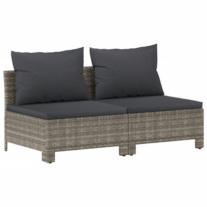 Set Divani da Giardino 7 pz con Cuscini in Polyrattan Grigio | homemem39