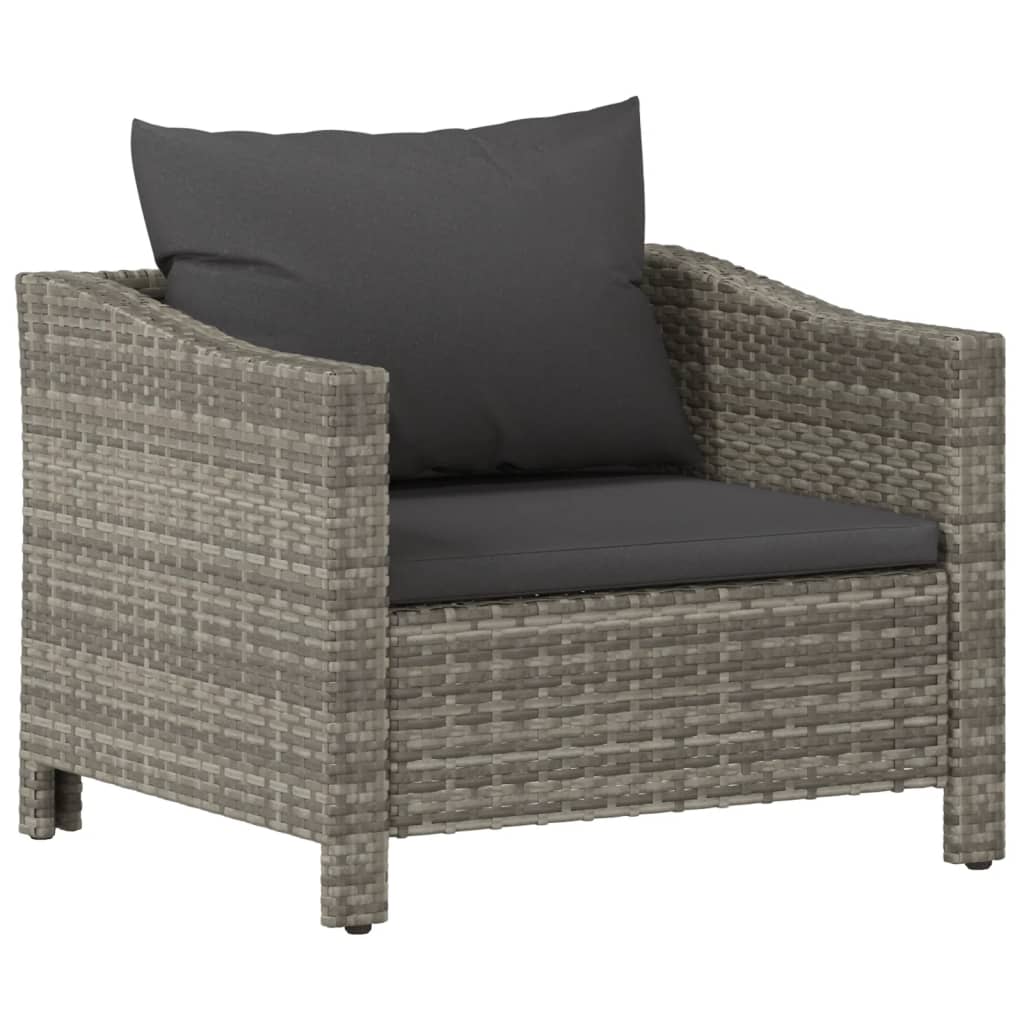 Set Divani da Giardino 7 pz con Cuscini in Polyrattan Grigio - homemem39