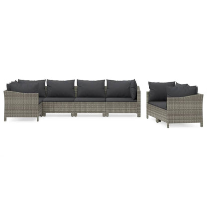 Set Divani da Giardino 7 pz con Cuscini in Polyrattan Grigio - homemem39