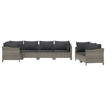 Set Divani da Giardino 7 pz con Cuscini in Polyrattan Grigio - homemem39