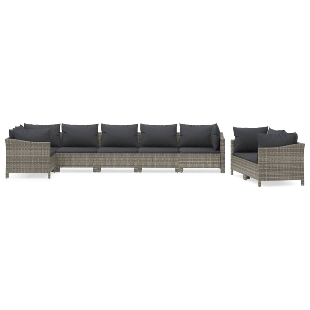 Set Divani da Giardino 8 pz con Cuscini in Polyrattan Grigio - homemem39