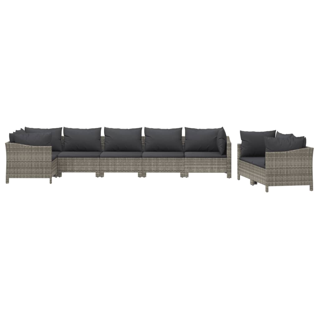 Set Divani da Giardino 8 pz con Cuscini in Polyrattan Grigio - homemem39