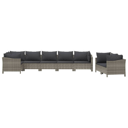 Set Divani da Giardino 8 pz con Cuscini in Polyrattan Grigio - homemem39