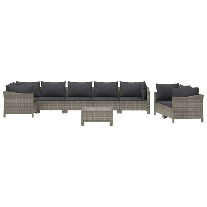 Set Divani da Giardino 9 pz con Cuscini in Polyrattan Grigio - homemem39