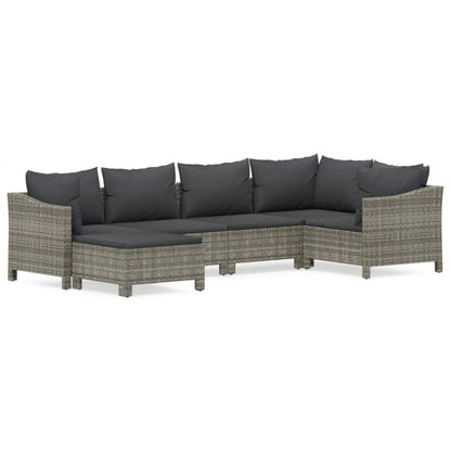 Set Divani da Giardino 6 pz con Cuscini in Polyrattan Grigio - homemem39