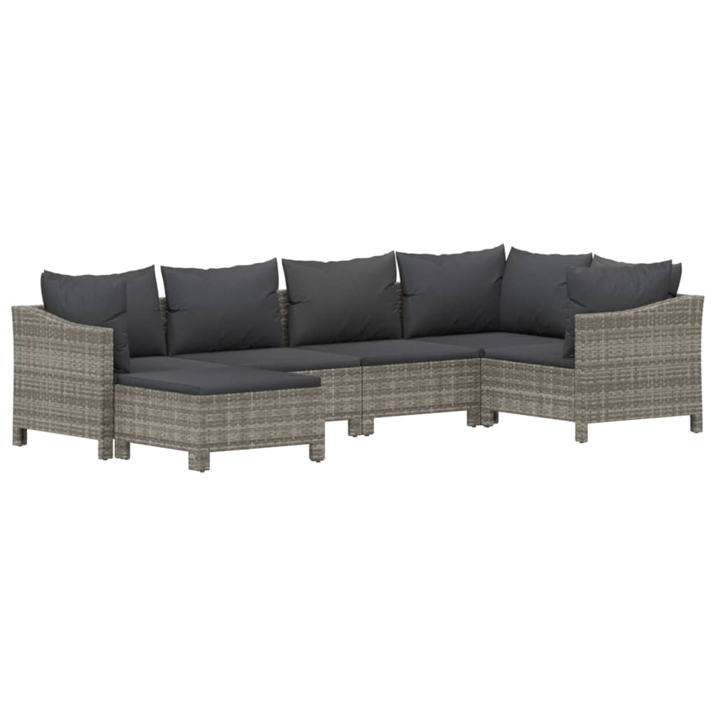 Set Divani da Giardino 6 pz con Cuscini in Polyrattan Grigio - homemem39