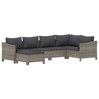 Set Divani da Giardino 6 pz con Cuscini in Polyrattan Grigio - homemem39