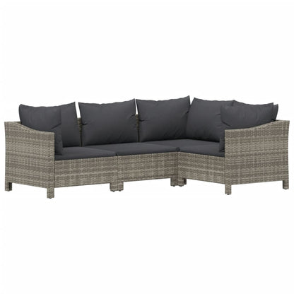 Set Divani da Giardino 7 pz con Cuscini in Polyrattan Grigio | homemem39