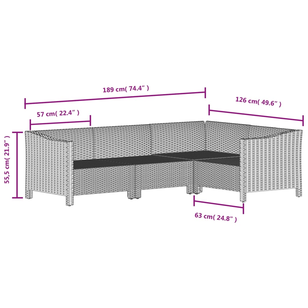 Set Divani da Giardino 8 pz con Cuscini in Polyrattan Grigio | homemem39