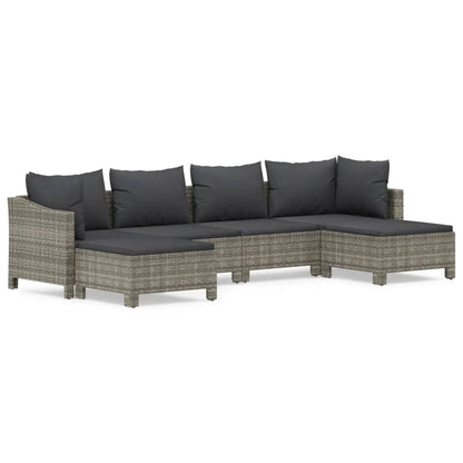 Set Divani da Giardino 6 pz con Cuscini in Polyrattan Grigio - homemem39