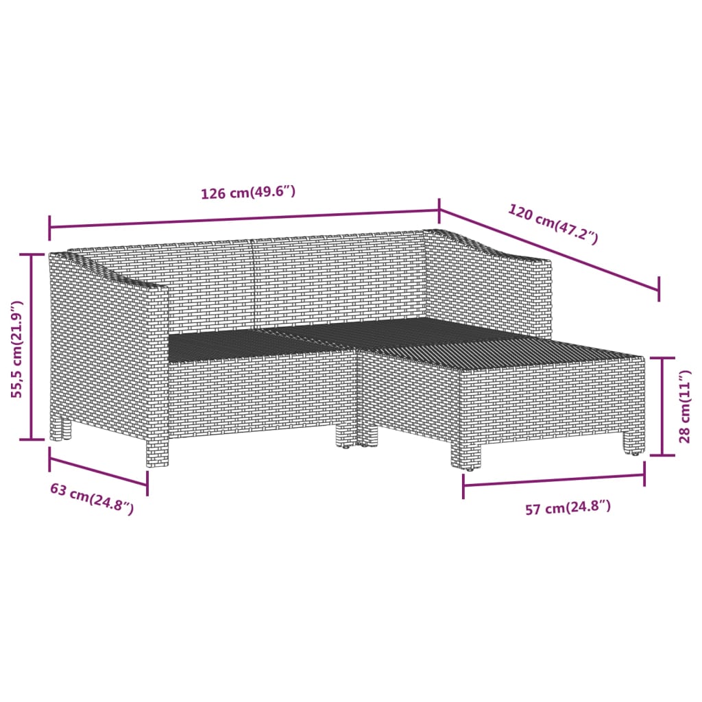 Set Divani da Giardino 6 pz con Cuscini in Polyrattan Grigio | homemem39