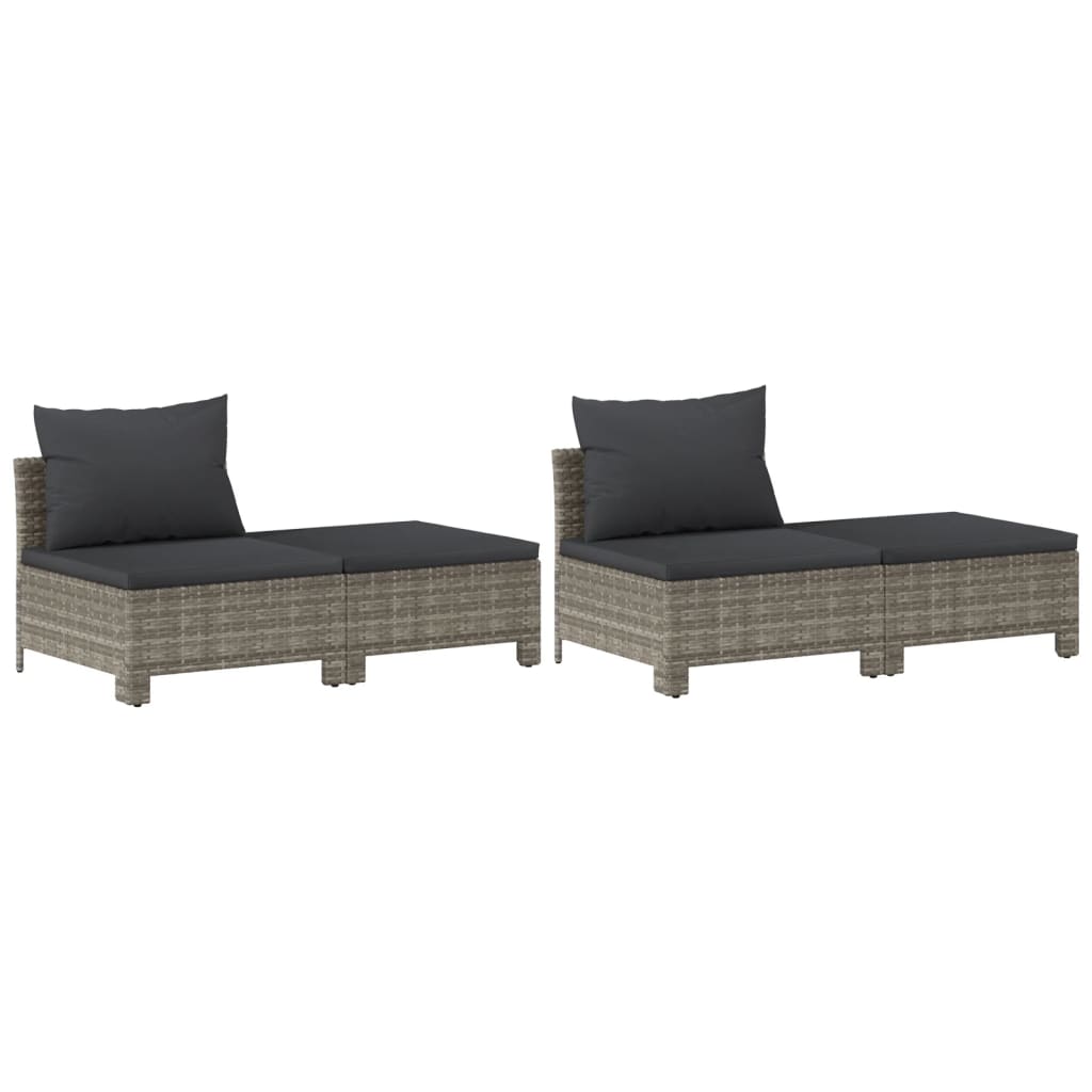 Set Divani da Giardino 8 pz con Cuscini in Polyrattan Grigio - homemem39