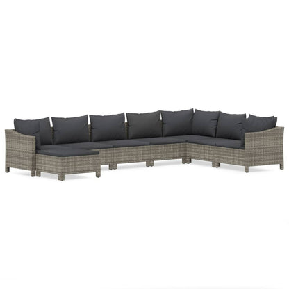 Set Divani da Giardino 8 pz con Cuscini in Polyrattan Grigio - homemem39