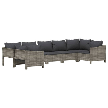 Set Divani da Giardino 7 pz con Cuscini in Polyrattan Grigio - homemem39