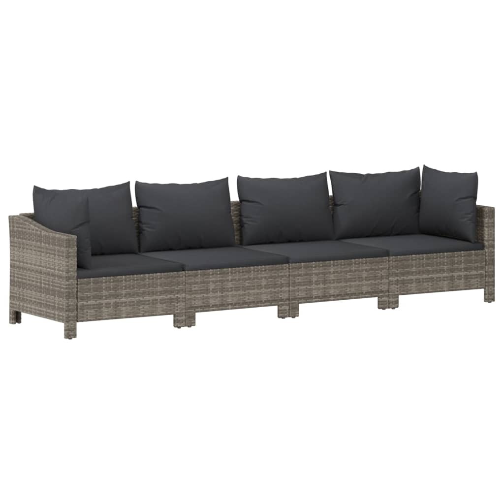 Set Divani da Giardino 10 pz con Cuscini in Polyrattan Grigio - homemem39