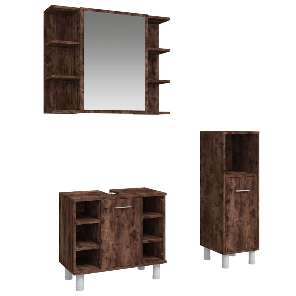 Set Mobili da Bagno 3 pz in legno multistrato
