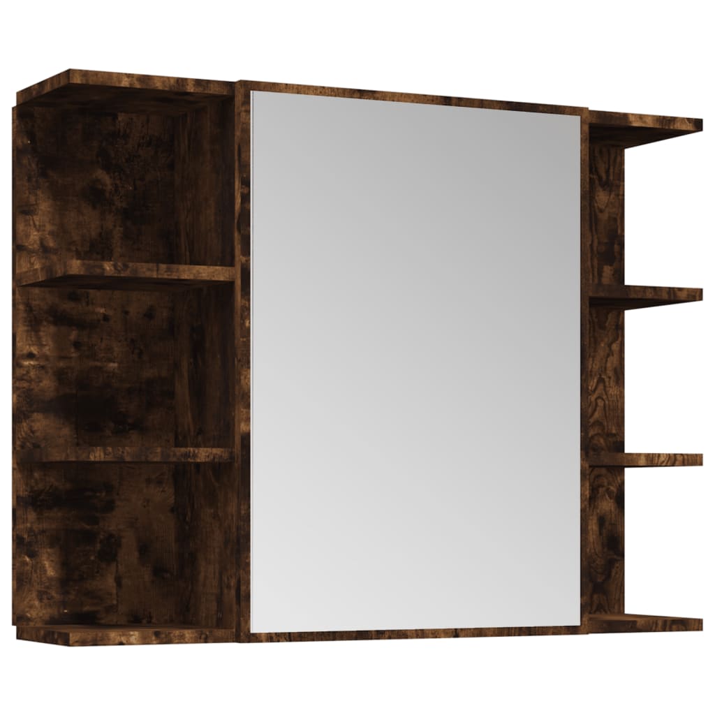 Set Mobili da Bagno 4 pz Rovere Fumo in Legno Multistrato