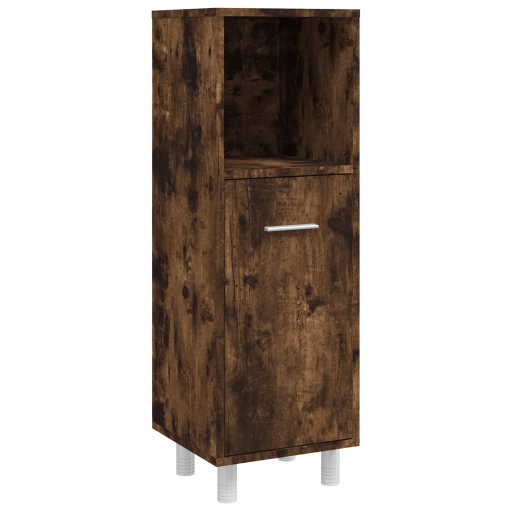 Set Mobili da Bagno 4 pz Rovere Fumo in Legno Multistrato