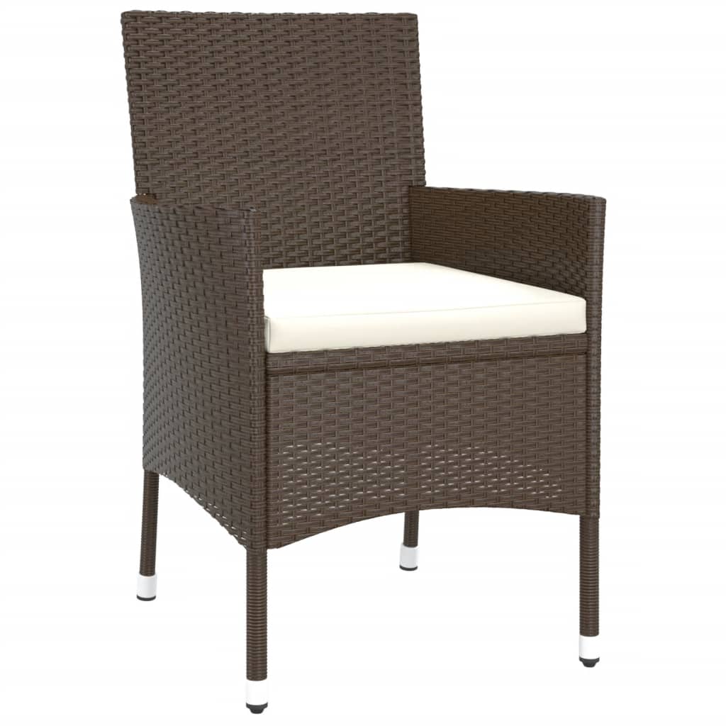 Set da Pranzo da Giardino 5pz con Cuscini in Polyrattan Marrone | homemem39
