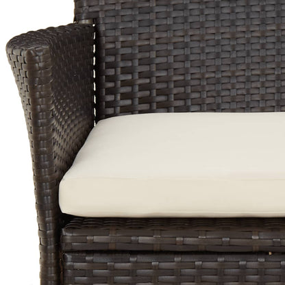 Set da Pranzo da Giardino 5pz con Cuscini in Polyrattan Marrone | homemem39