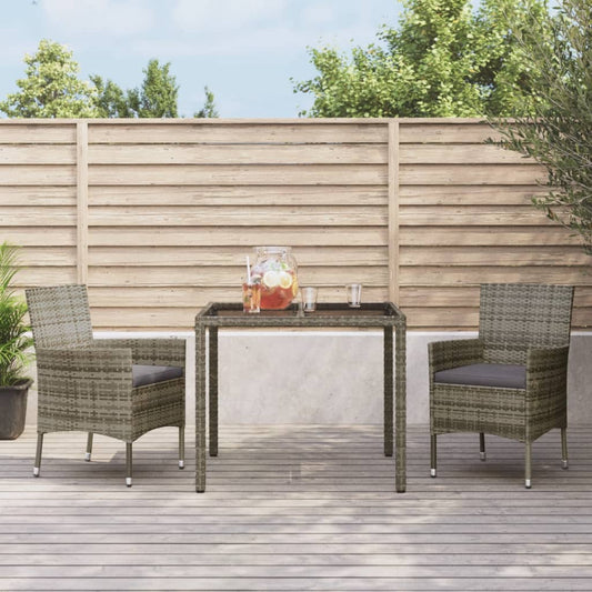 Set da Pranzo da Giardino 3 pz con Cuscini in Polyrattan Grigio - homemem39