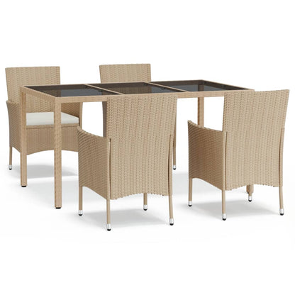 Set da Pranzo da Giardino 5 pz con Cuscini Beige in Polyrattan | homemem39