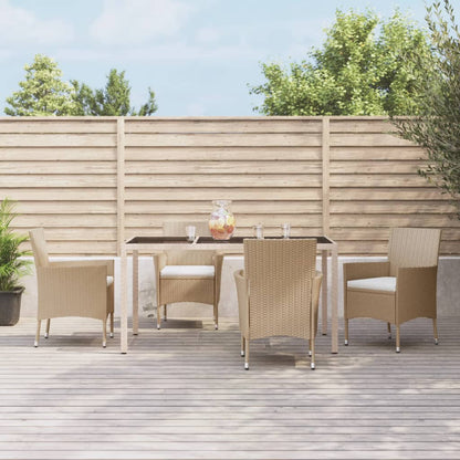 Set da Pranzo da Giardino 5 pz con Cuscini Beige in Polyrattan | homemem39