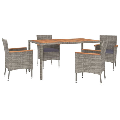 Set da Pranzo da Giardino 5 pz con Cuscini in Polyrattan Grigio | homemem39