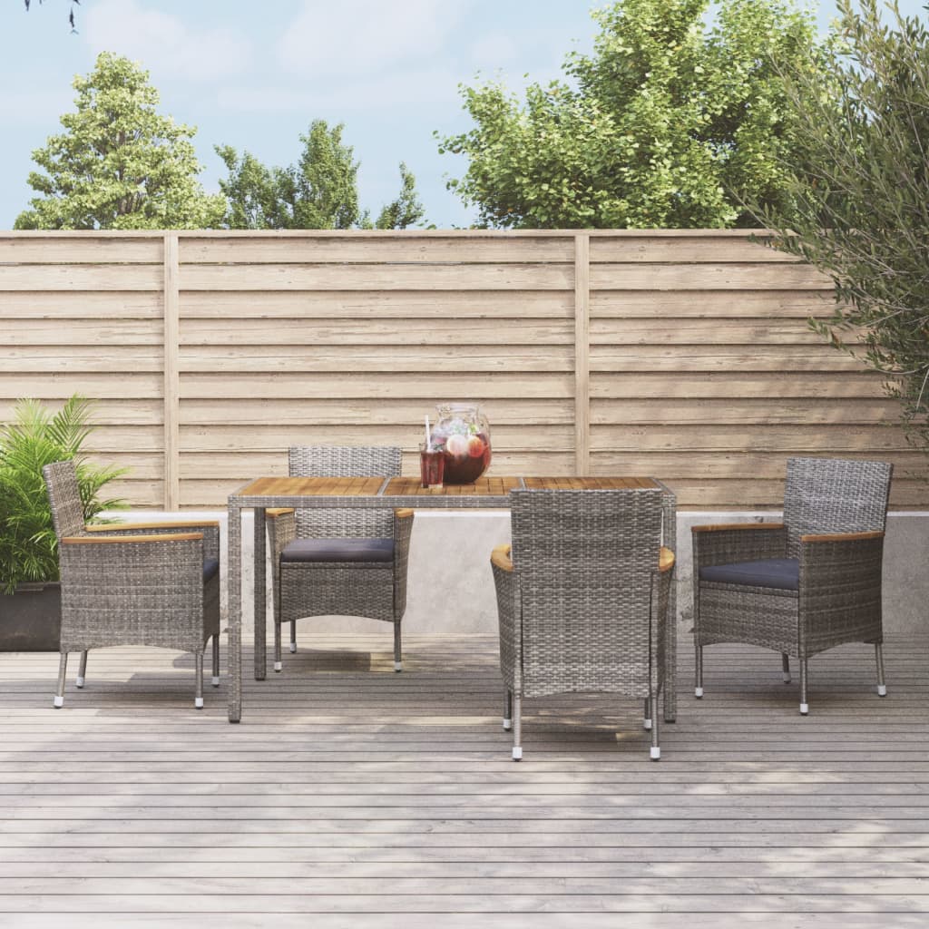 Set da Pranzo da Giardino 5 pz con Cuscini in Polyrattan Grigio | homemem39