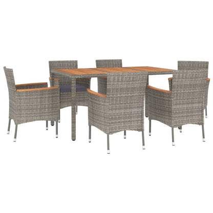 Set da Pranzo da Giardino 7 pz con Cuscini in Polyrattan Grigio | homemem39