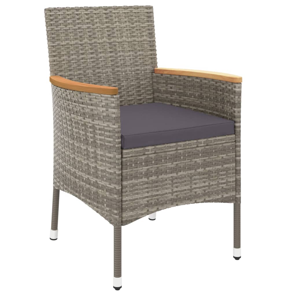 Set da Pranzo da Giardino 7 pz con Cuscini in Polyrattan Grigio | homemem39