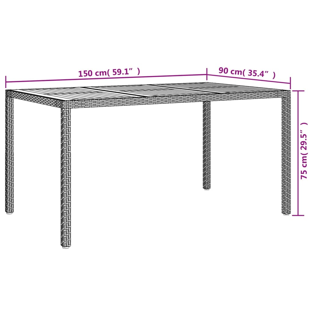 Set da Pranzo da Giardino 7 pz con Cuscini in Polyrattan Grigio | homemem39