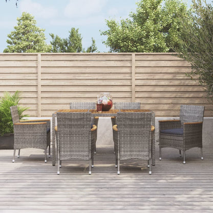 Set da Pranzo da Giardino 7 pz con Cuscini in Polyrattan Grigio | homemem39