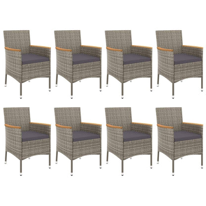 Set da Pranzo da Giardino 9 pz con Cuscini in Polyrattan Grigio | homemem39