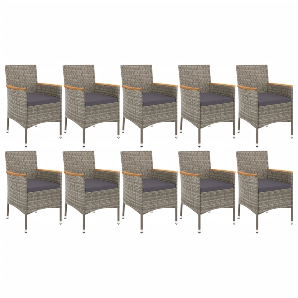 Set da Pranzo da Giardino 11pz con Cuscini in Polyrattan Grigio | homemem39