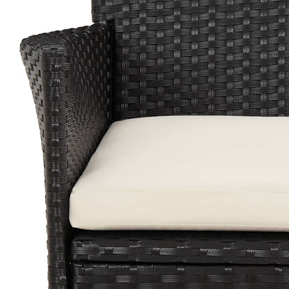Set da Pranzo da Giardino 3 pz con Cuscini Nero in Polyrattan | homemem39