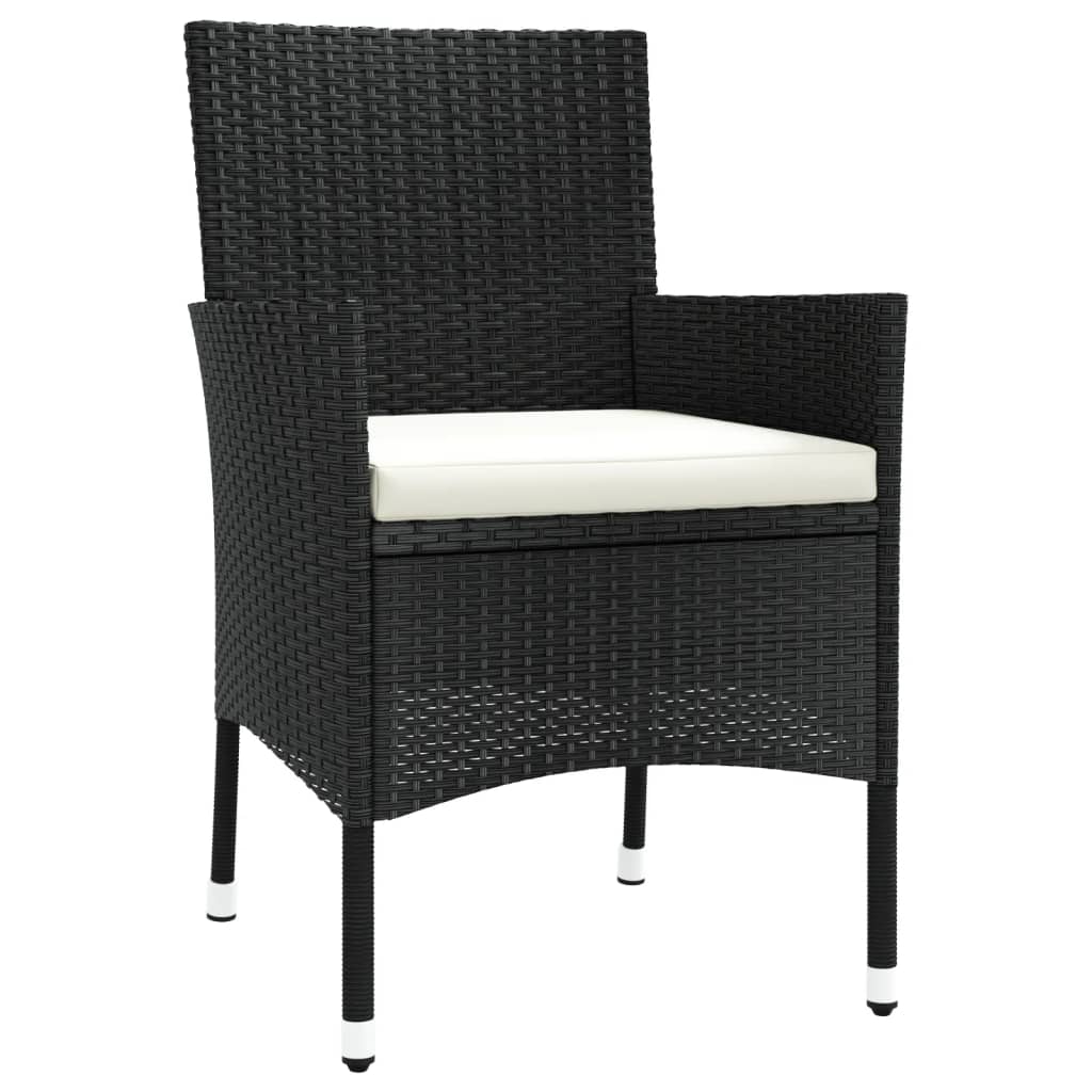 Set da Pranzo da Giardino 5 pz Nero con Cuscini in Polyrattan | homemem39