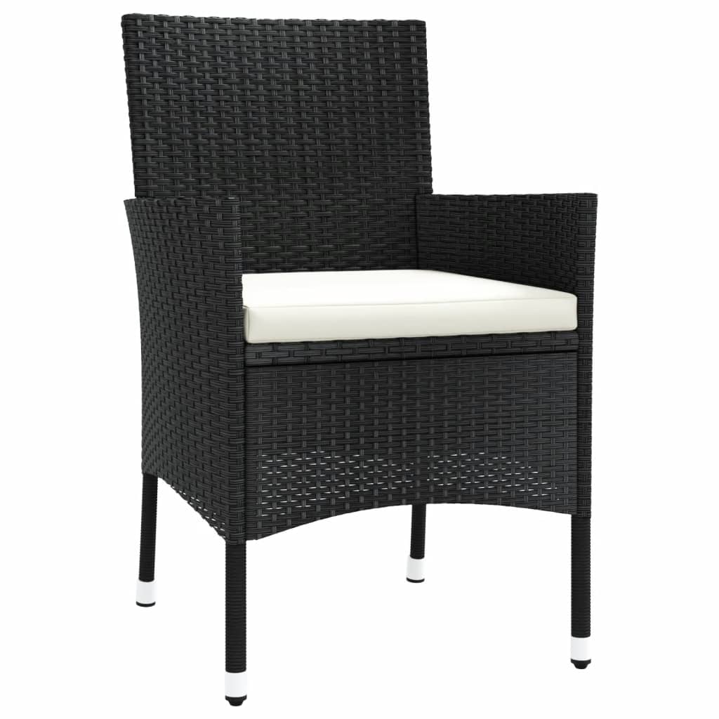 Set da Pranzo da Giardino 5 pz Nero con Cuscini in Polyrattan | homemem39