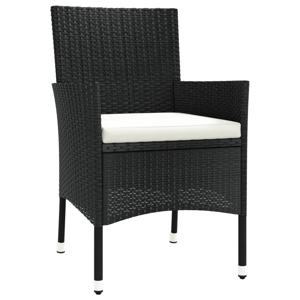 Set da Pranzo da Giardino 7 pz Nero con Cuscini in Polyrattan | homemem39