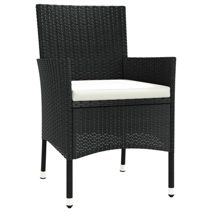 Set da Pranzo da Giardino 7 pz Nero con Cuscini in Polyrattan | homemem39