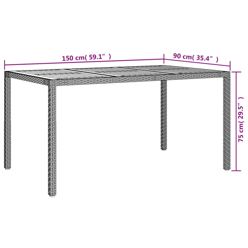 Set da Pranzo da Giardino 7 pz Nero con Cuscini in Polyrattan | homemem39