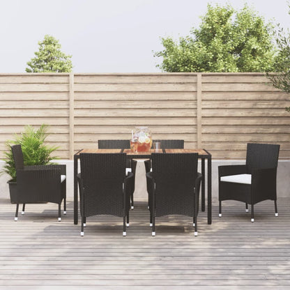 Set da Pranzo da Giardino 7 pz Nero con Cuscini in Polyrattan | homemem39