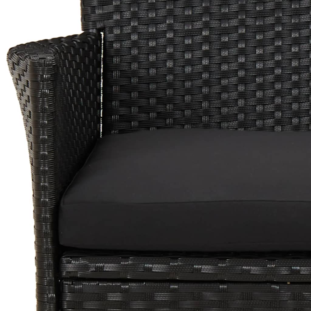 Set da Pranzo da Giardino 5 pz Nero con Cuscini in Polyrattan | homemem39