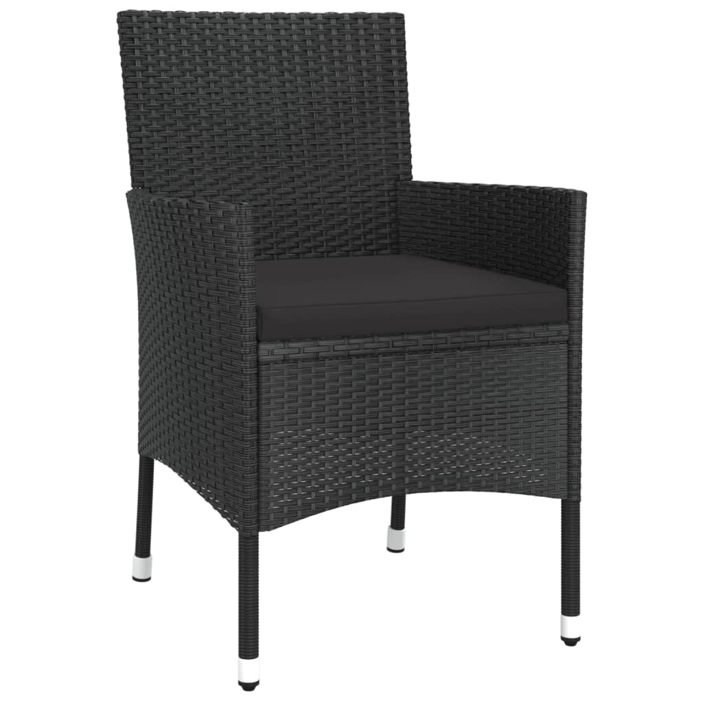 Set da Pranzo da Giardino 5 pz Nero con Cuscini in Polyrattan | homemem39